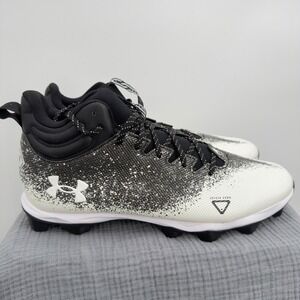 Under Armour Spotlight Cleats Men's 16 Black White Speckle Football Shoes NWOT